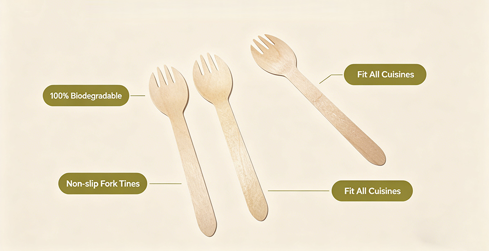 Disposable wooden spork